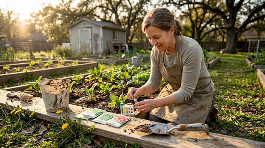 Gardener testing backyard garden soil