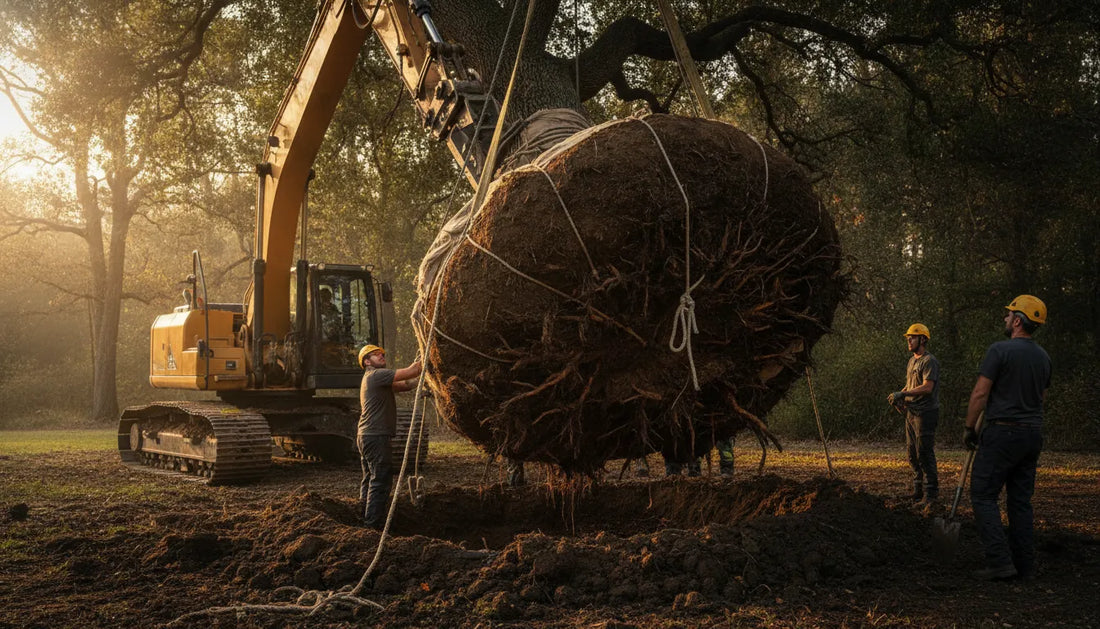 Arborist preparing a biostimulant for tree transplanting high value specimens