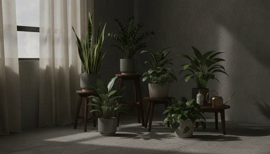Low light houseplants in a dim room