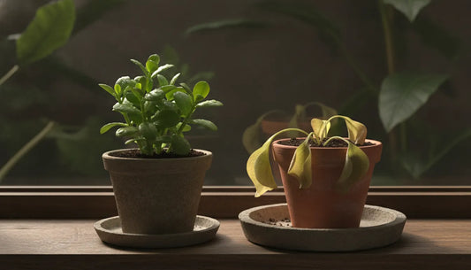 Healthy plant recovering beside a stressed plant
